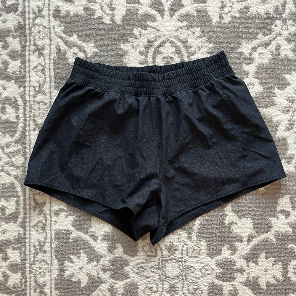 Marika Black Leopard Print Gym Shorts